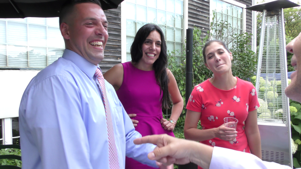 magic wedding entertainment at the cocktail hour on a beautiful summer day.