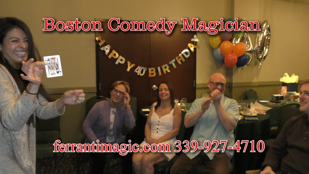 The Best in Magic Entertainment Boston Comedy Magician Joe Ferranti entertains at a 40th Birthday Party