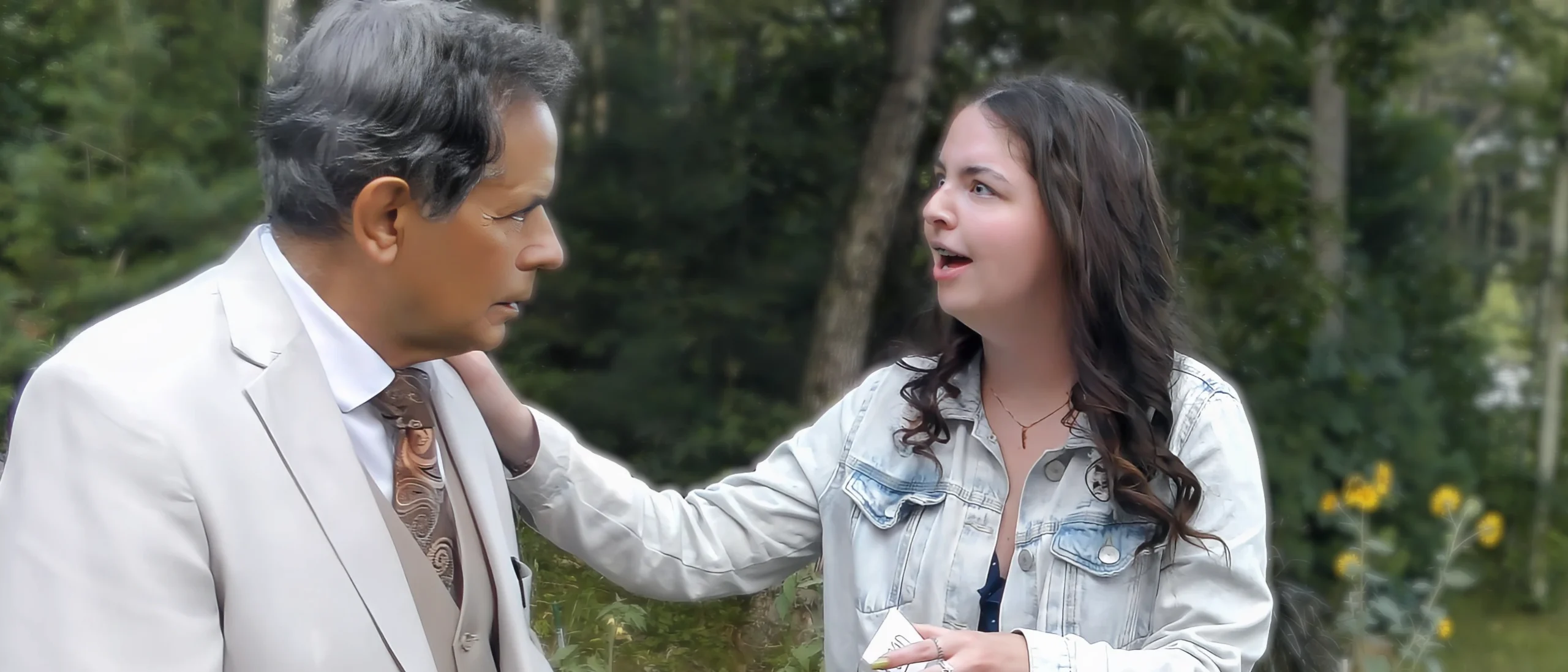 Guest reacts in amazement after a mind-reading moment during an intimate close-up magic performance.